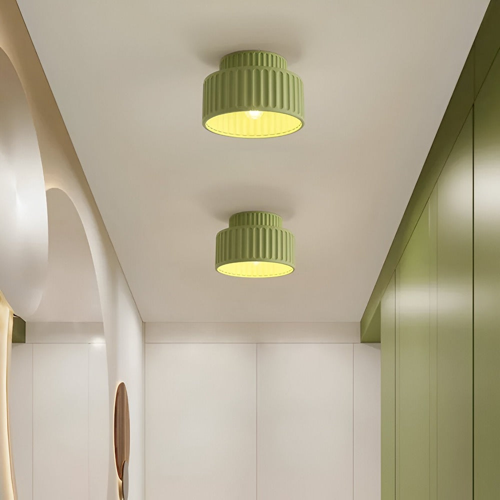 Ribello – Lampe de Plafond Blanche en Résine avec Design Rainuré