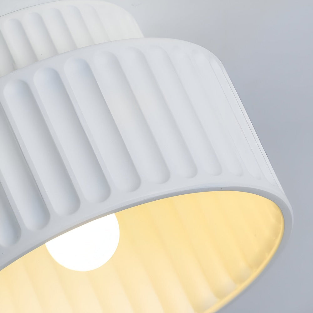 Ribello – Lampe de Plafond Blanche en Résine avec Design Rainuré
