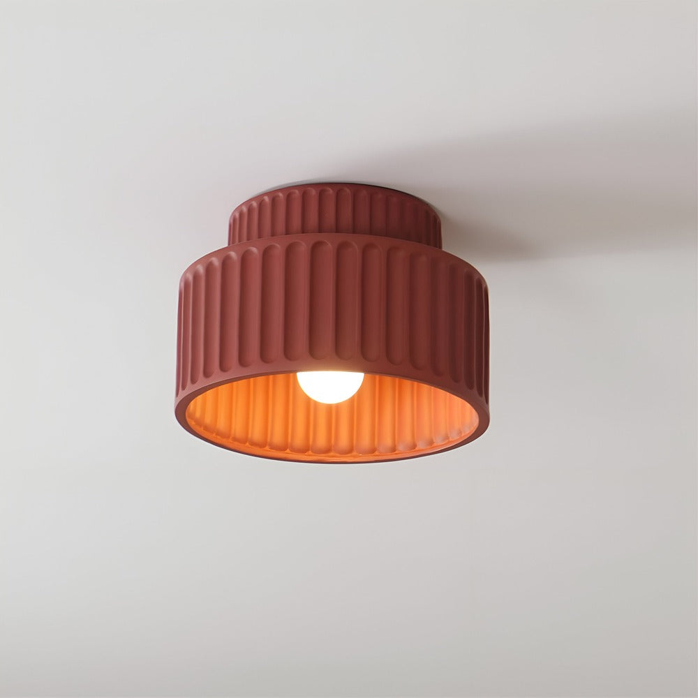 Ribello – Lampe de Plafond Blanche en Résine avec Design Rainuré