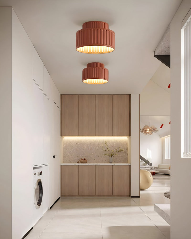 Ribello – Lampe de Plafond Blanche en Résine avec Design Rainuré