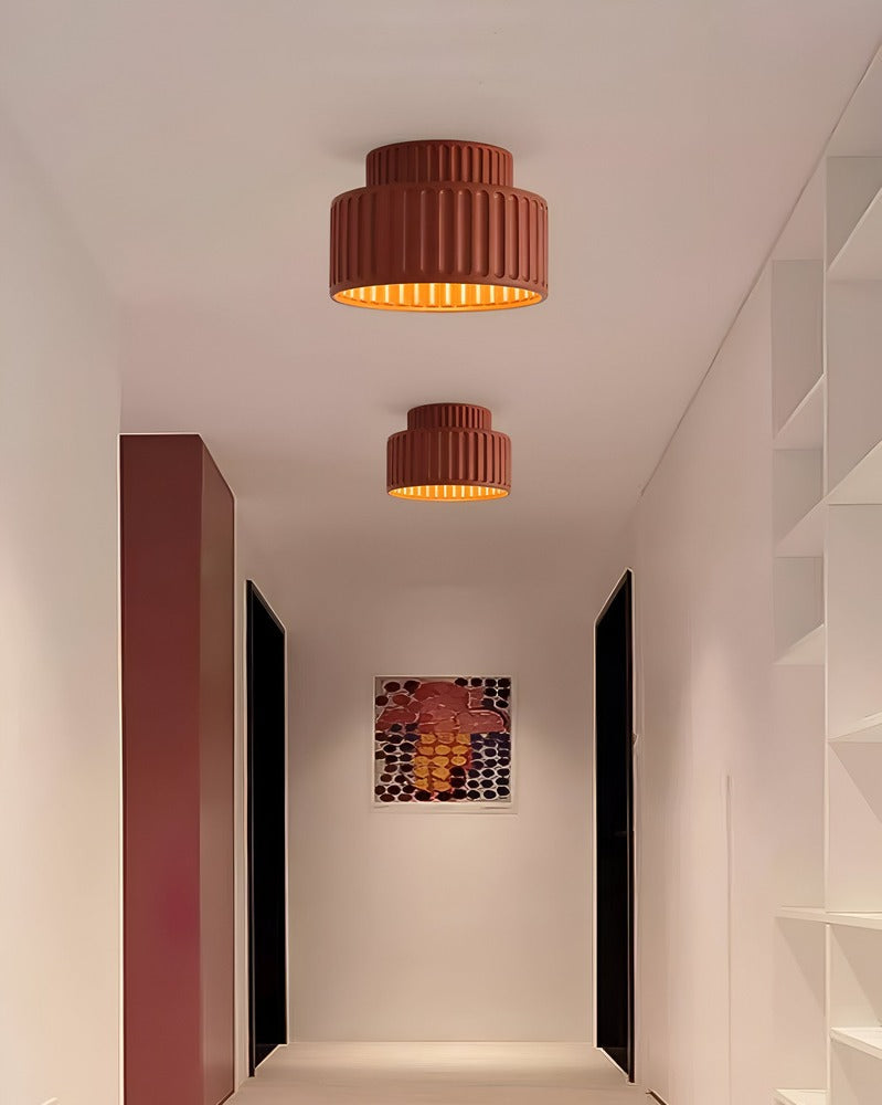 Ribello – Lampe de Plafond Blanche en Résine avec Design Rainuré
