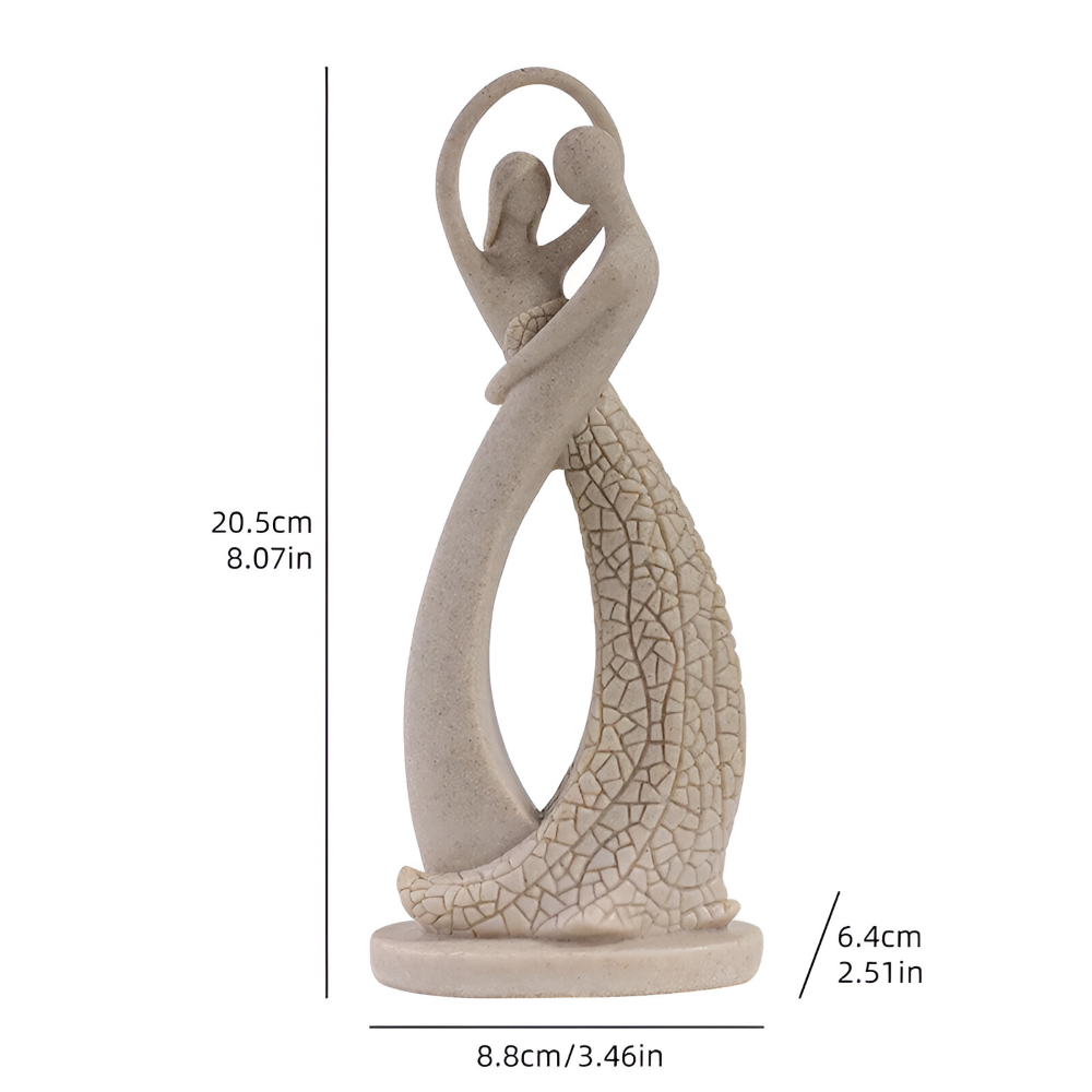 Sculpture romantique de couple en look grès – décoration moderne