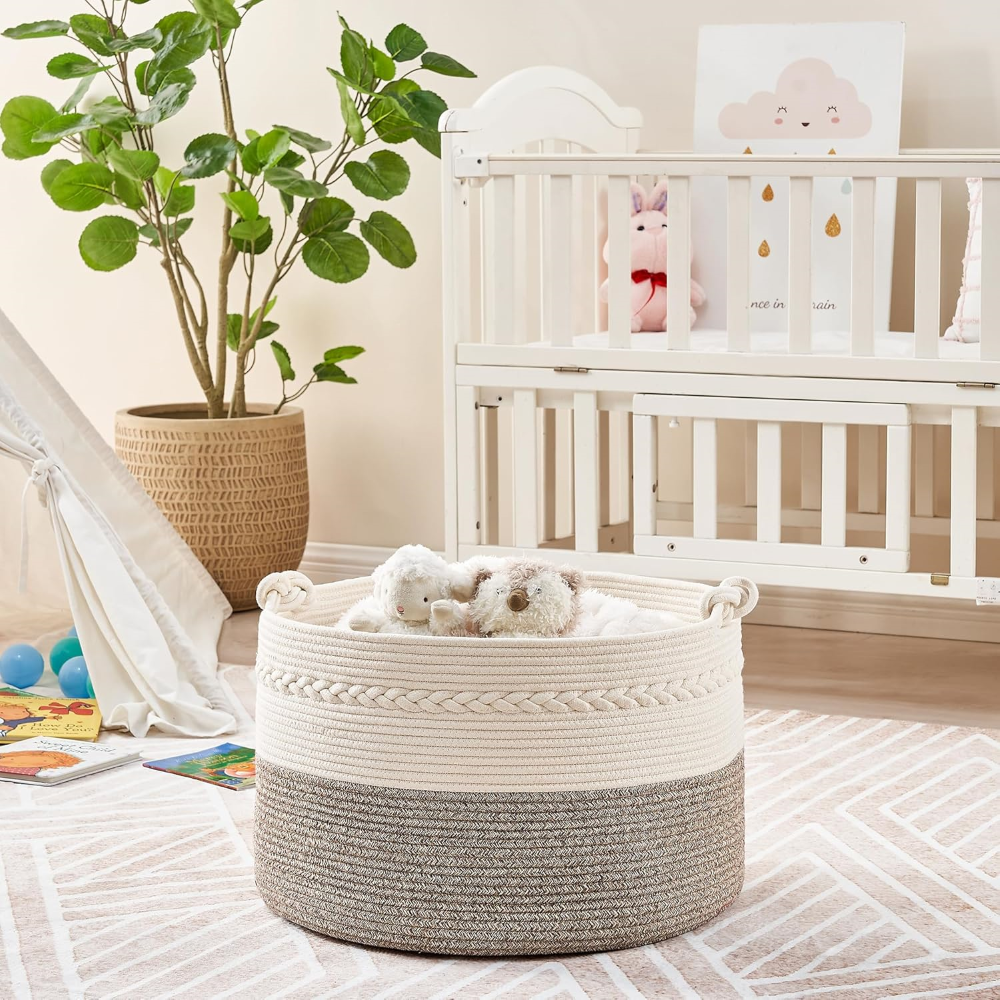 Panier de rangement rond en corde de coton 50x33 cm