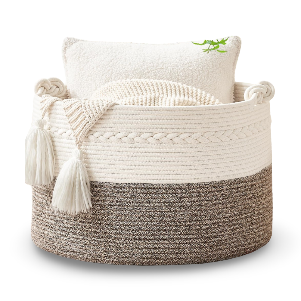 Panier de rangement rond en corde de coton 50x33 cm