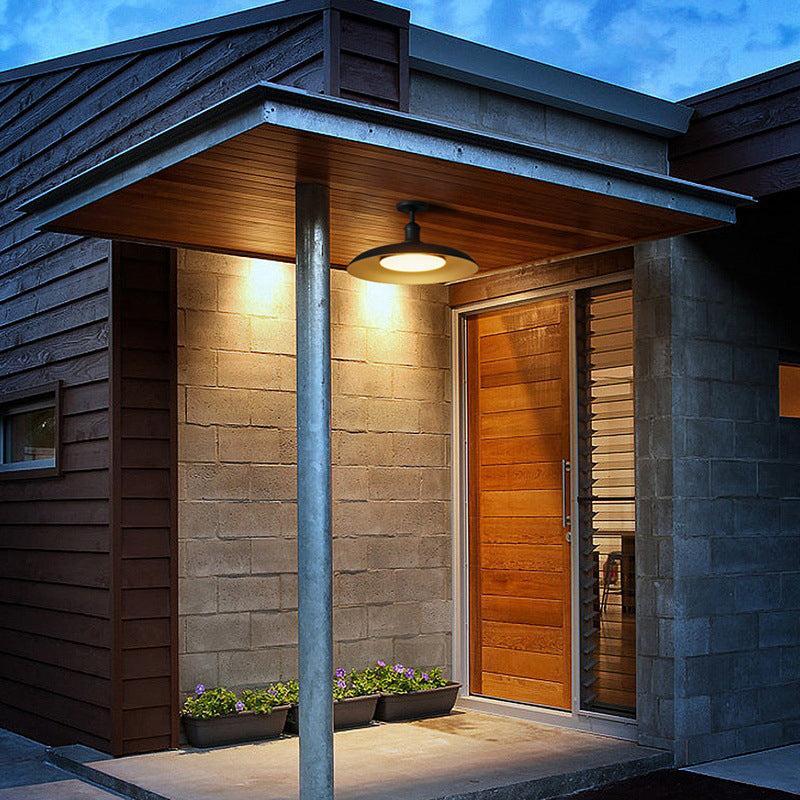 Lumière de plafond étanche extérieure IP65 | Plafonnier rond noir semi-encastré pour éclairage de patio et porche