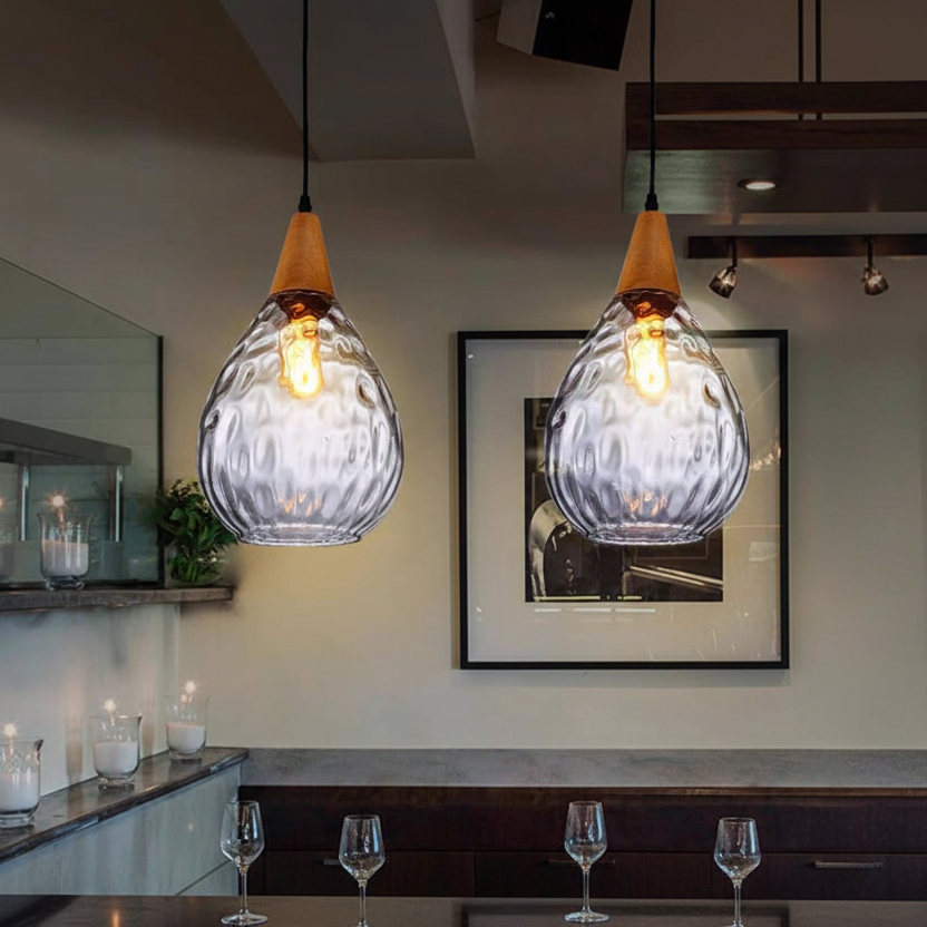 BRILLANTÉ - Suspension en verre vintage en forme de goutte d'eau pour l'ambiance de la maison