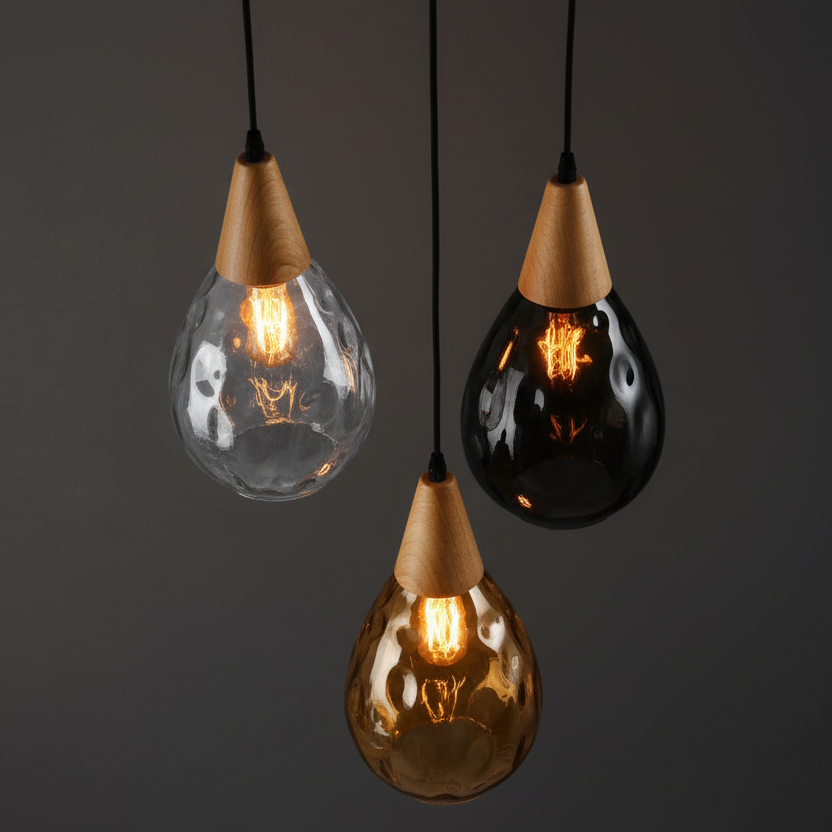 BRILLANTÉ - Suspension en verre vintage en forme de goutte d'eau pour une ambiance domestique