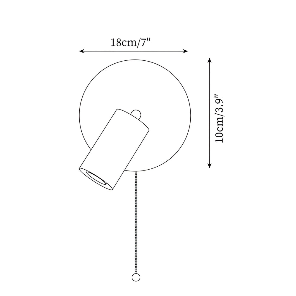 Lampe murale LED ronde en travertin et bois avec spot orientable