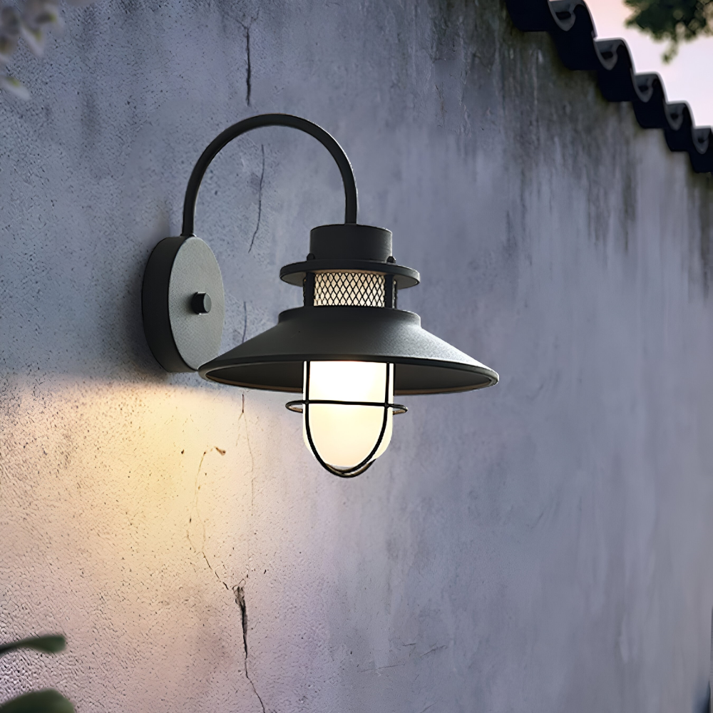 Ironyx Applique Murale – Applique Murale Industrielle en Fer et Verre pour Intérieur & Extérieur