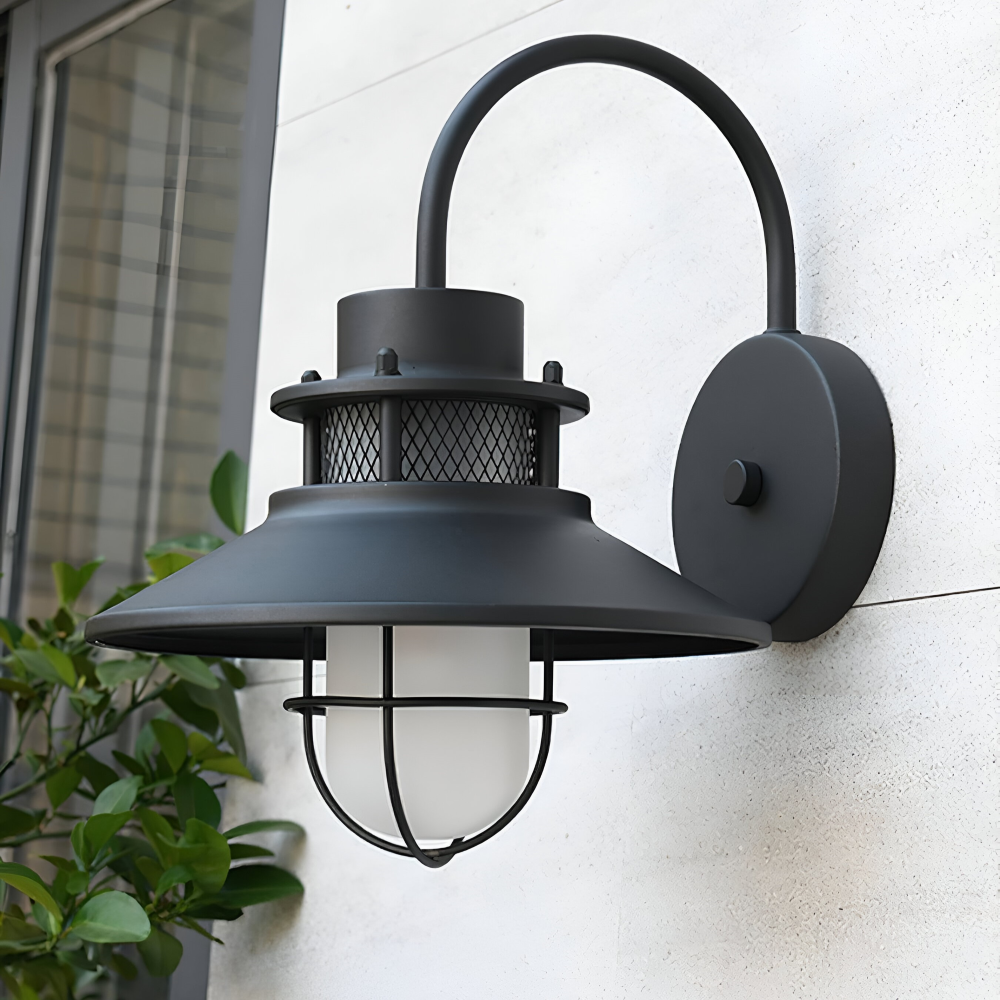 Ironyx Applique Murale – Applique Murale Industrielle en Fer et Verre pour Intérieur & Extérieur