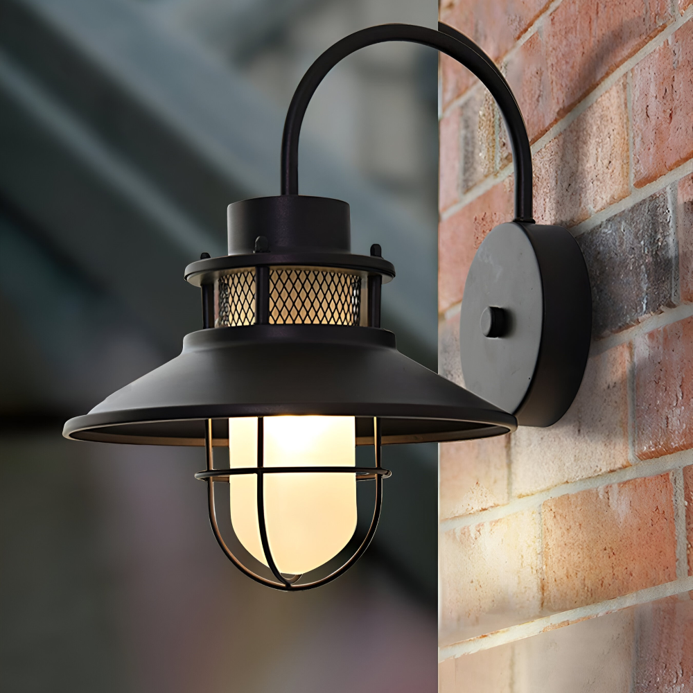 Ironyx Applique Murale – Applique Murale Industrielle en Fer et Verre pour Intérieur & Extérieur