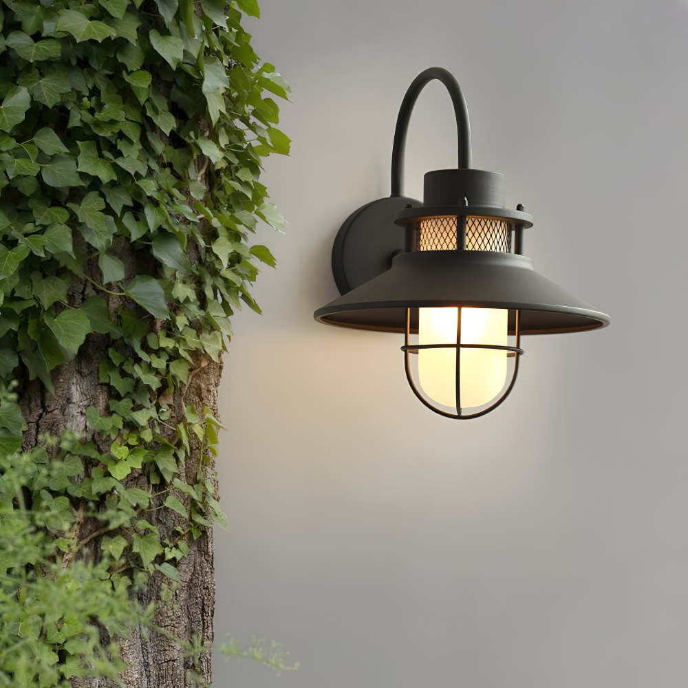 Ironyx Applique Murale – Applique Murale Industrielle en Fer et Verre pour Intérieur & Extérieur