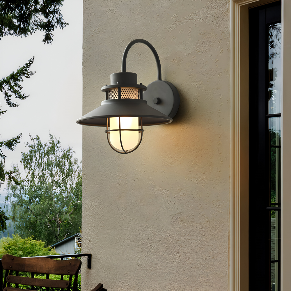 Ironyx Applique Murale – Applique Murale Industrielle en Fer et Verre pour Intérieur & Extérieur