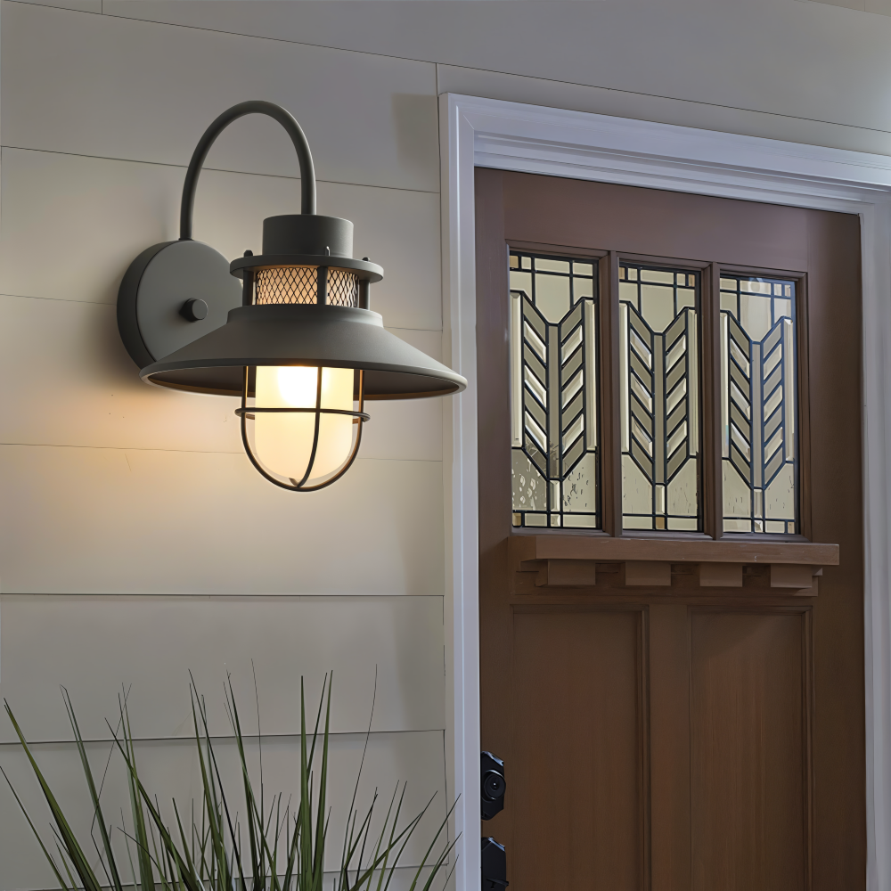 Ironyx Applique Murale – Applique Murale Industrielle en Fer et Verre pour Intérieur & Extérieur