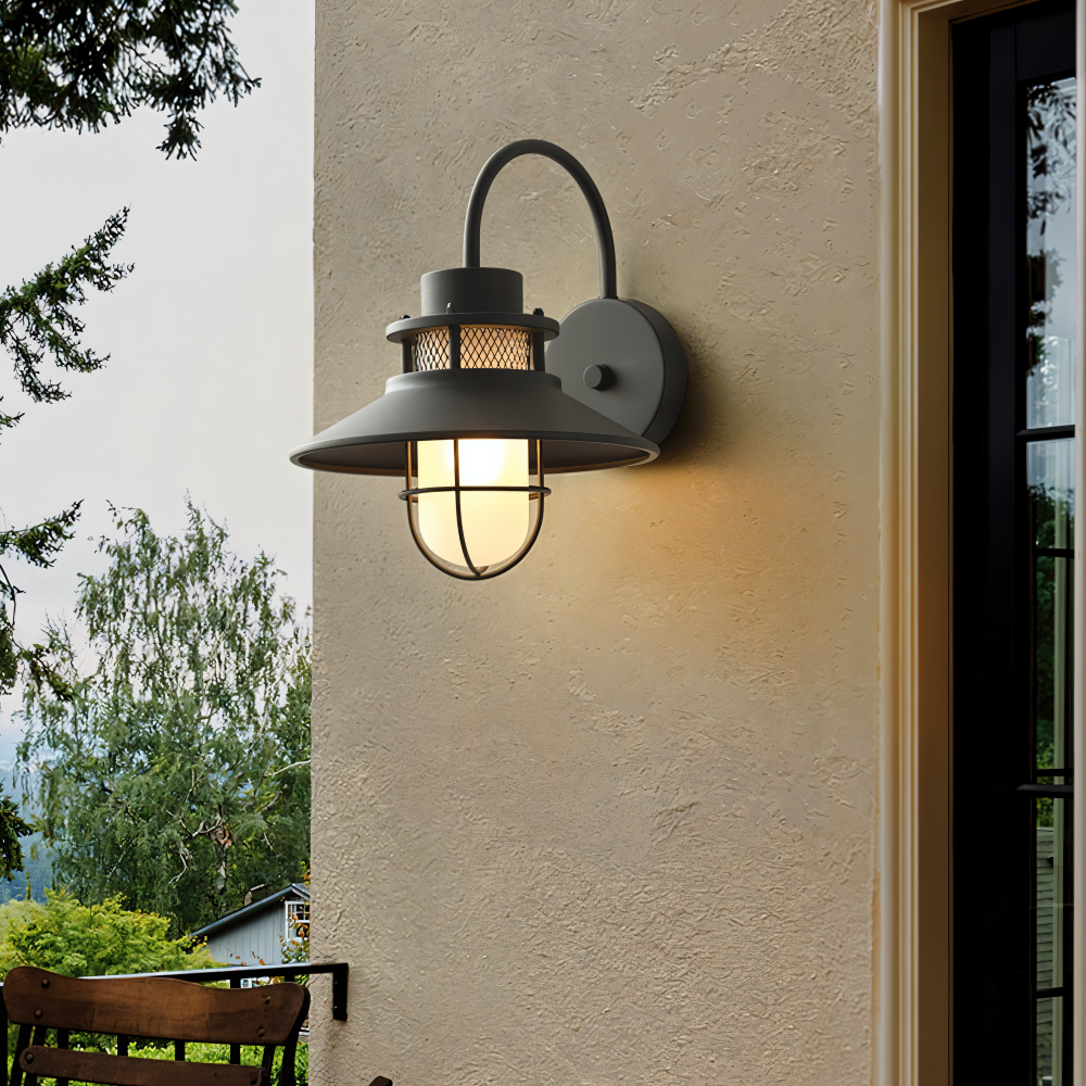 Ironyx Applique Murale – Applique Murale Industrielle en Fer et Verre pour Intérieur & Extérieur