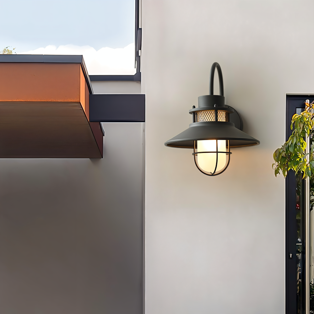 Ironyx Applique Murale – Applique Murale Industrielle en Fer et Verre pour Intérieur & Extérieur
