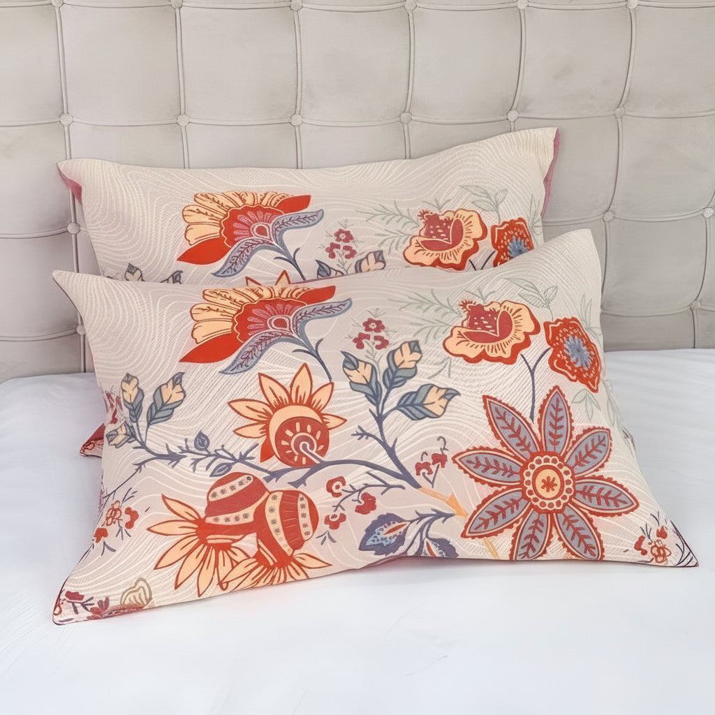 Taies d'oreiller florales bohèmes rustiques | Ensemble de 2 pièces