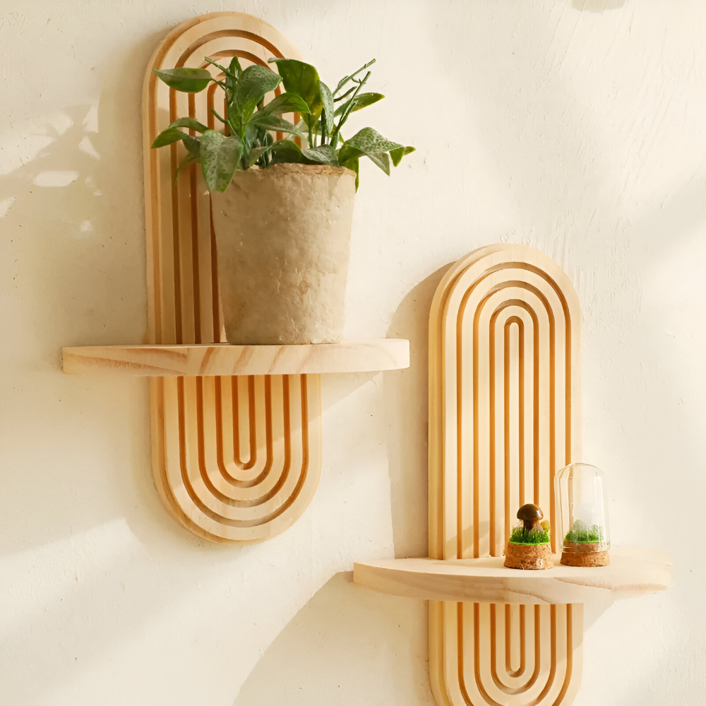FormaEdge Étagère – Étagère Murale Géométrique Moderne en Bois (35 cm)