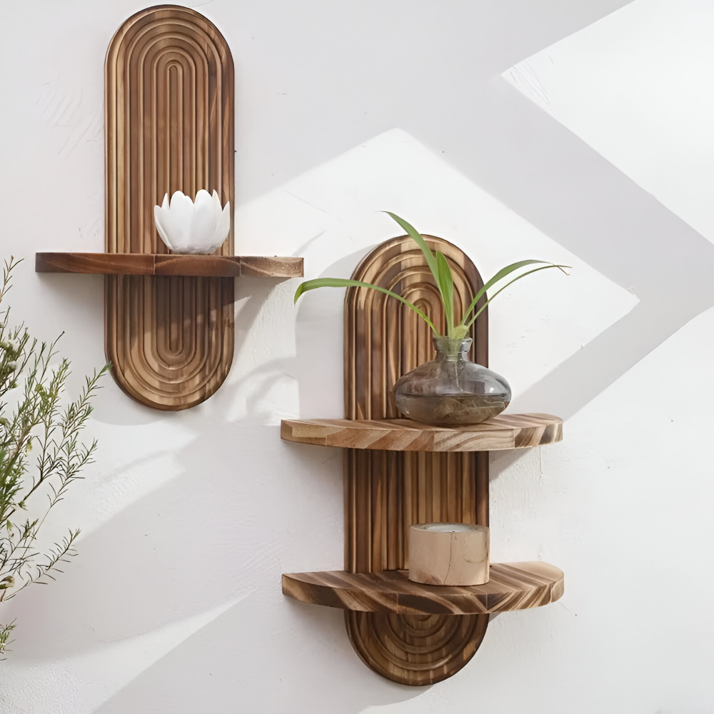 NaturOval Étagère – Étagère en Bois Géométrique Fait Main au Design Ovale Rustique