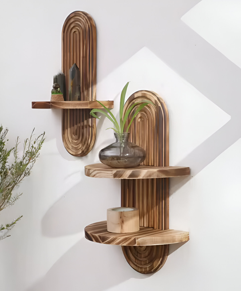 NaturOval Étagère – Étagère en Bois Géométrique Fait Main au Design Ovale Rustique