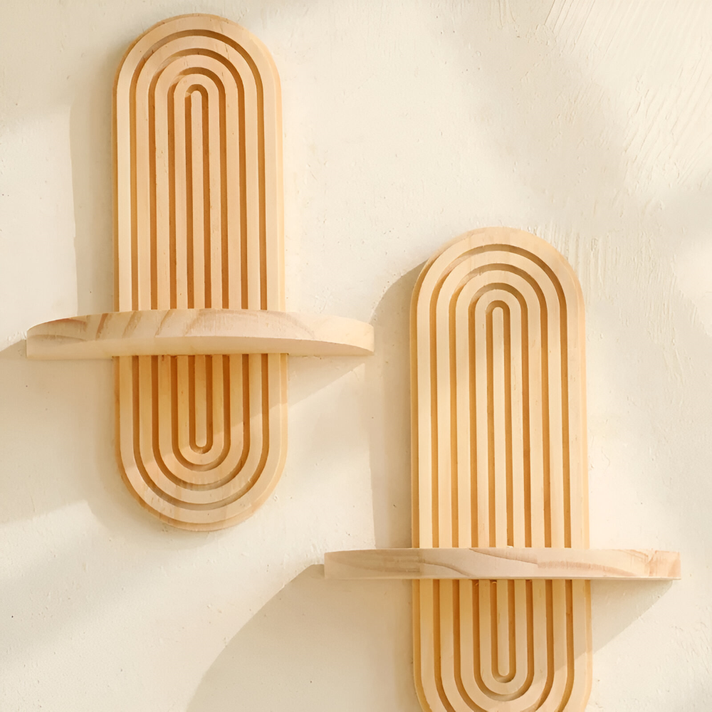 FormaEdge Étagère – Étagère Murale Géométrique Moderne en Bois (35 cm)