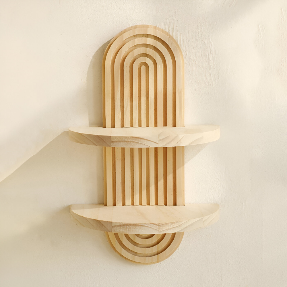 FormaEdge Étagère – Étagère Murale Géométrique Moderne en Bois (35 cm)