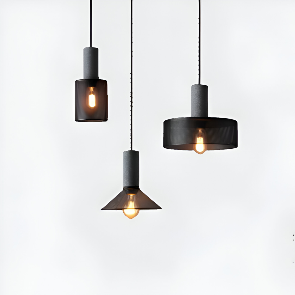 StoneLume Pendentif – Lampe à Pendule Industrielle Rustique en Pierre et Aluminium