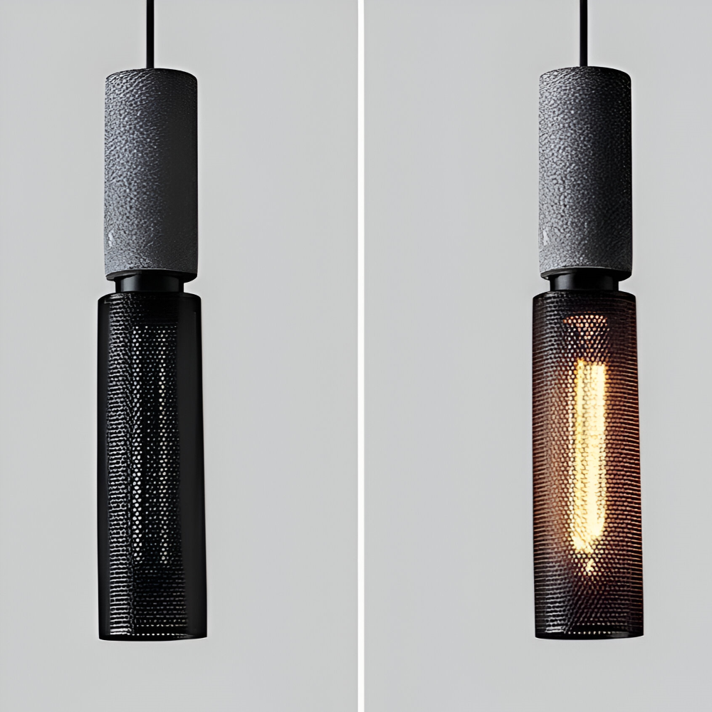 StoneLume Pendentif – Lampe à Pendule Industrielle Rustique en Pierre et Aluminium