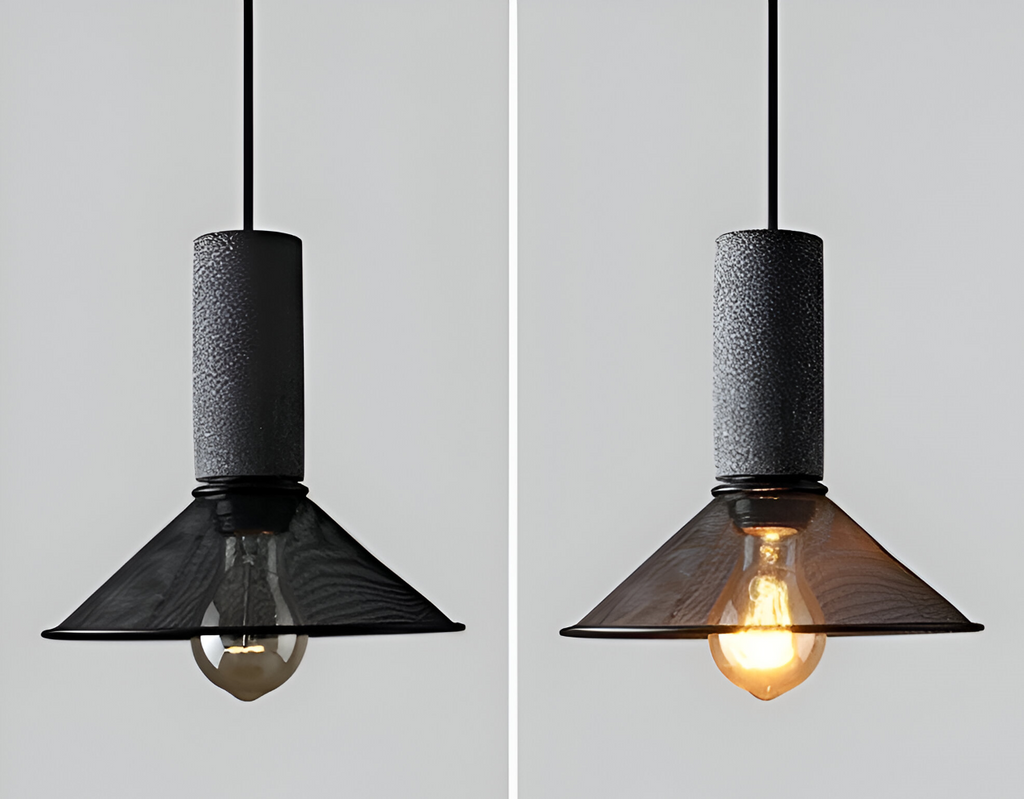 StoneLume Pendentif – Lampe à Pendule Industrielle Rustique en Pierre et Aluminium