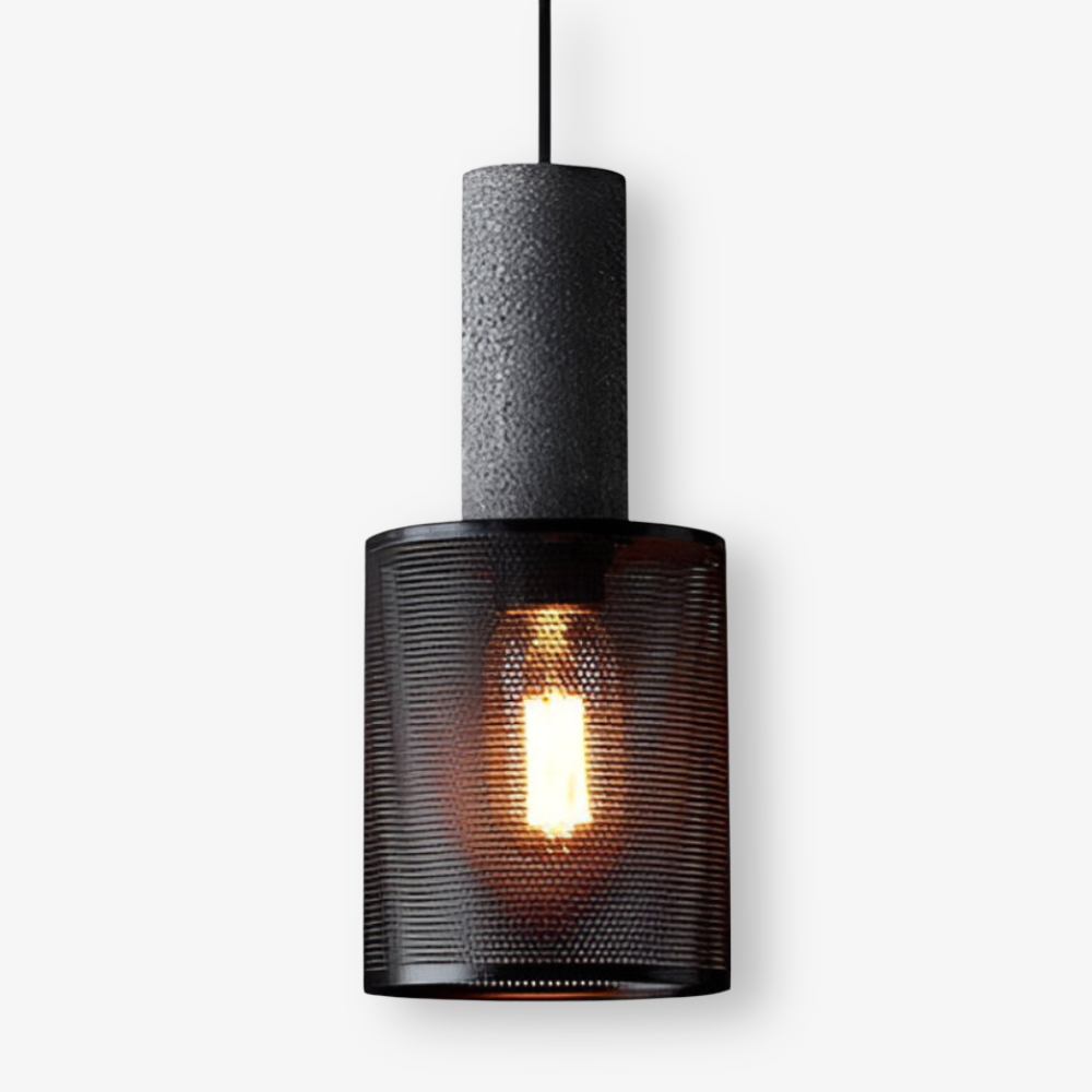 StoneLume Pendentif – Lampe à Pendule Industrielle Rustique en Pierre et Aluminium