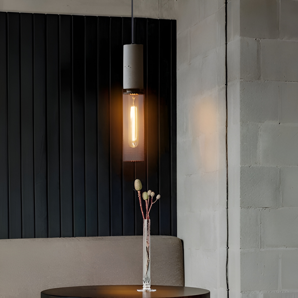 StoneLume Pendentif – Lampe à Pendule Industrielle Rustique en Pierre et Aluminium