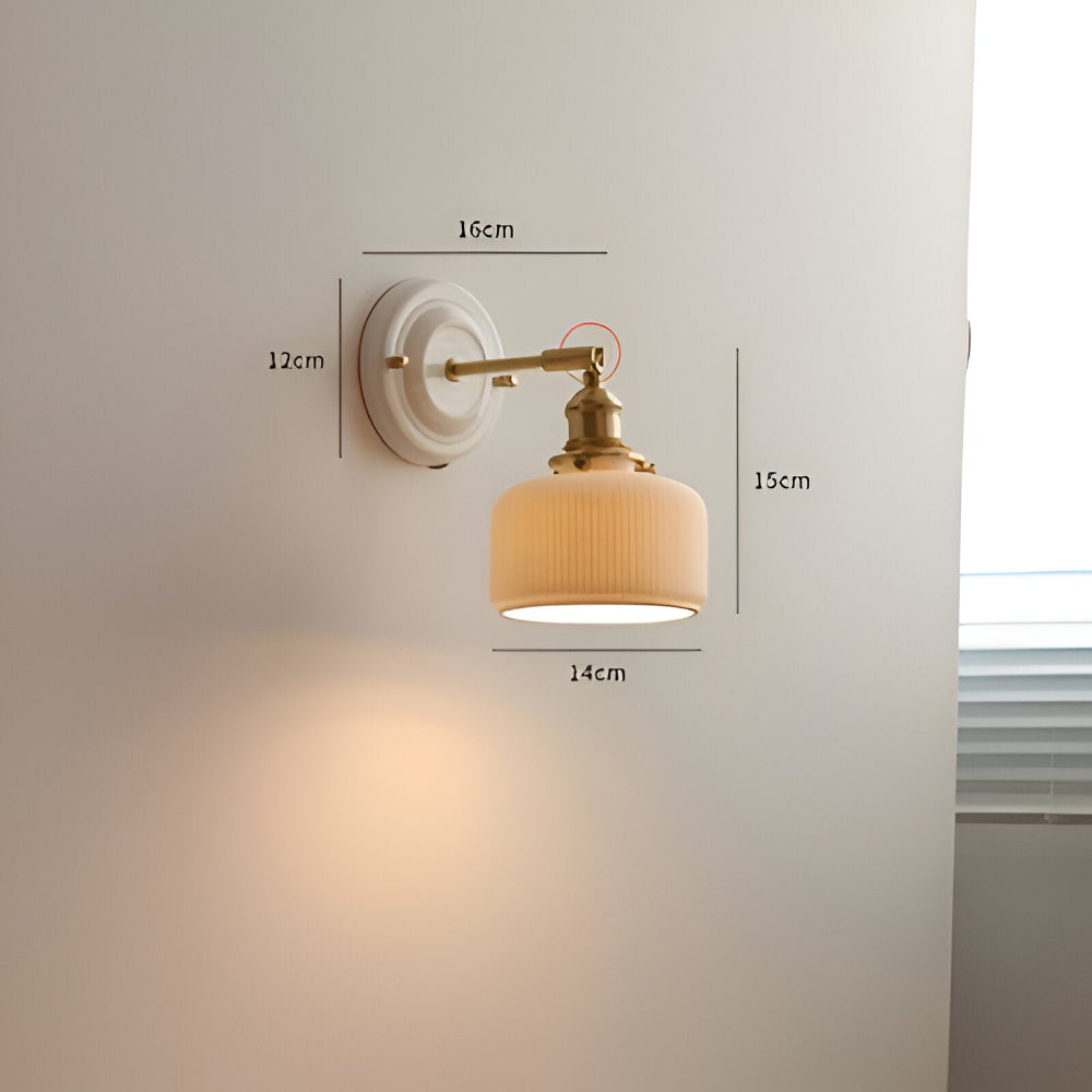 Applique murale en céramique blanche et cuivre – design rustique et champêtre