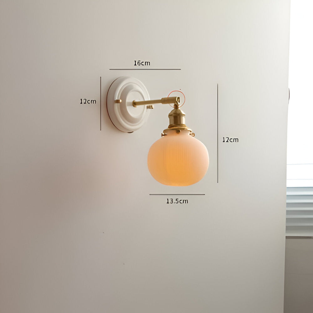 Applique murale en céramique blanche et cuivre – design rustique et champêtre