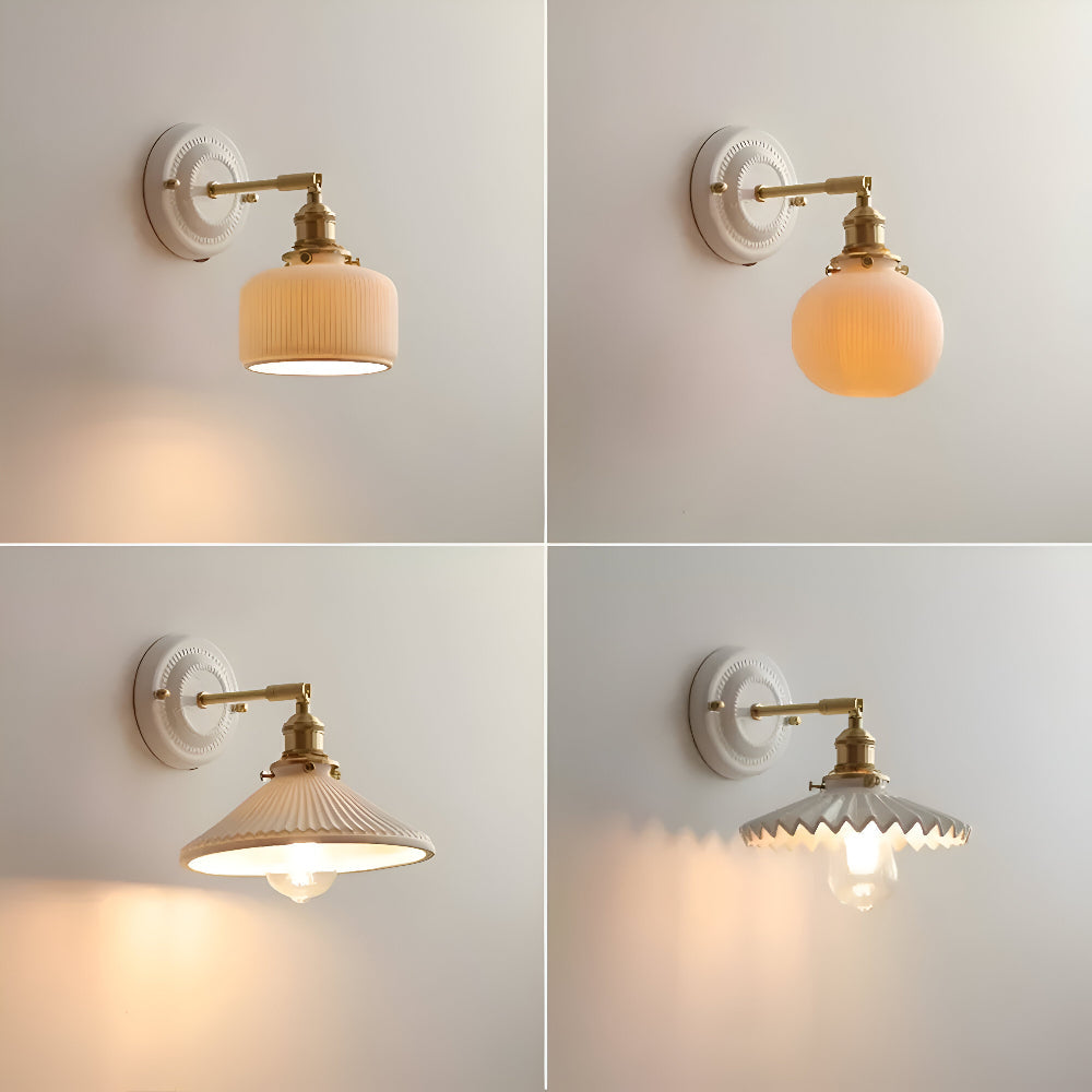 Applique murale en céramique blanche et cuivre – design rustique et champêtre