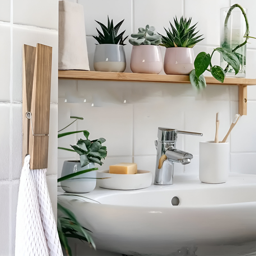 Porte-serviettes en bois rustique – Extra grand avec mécanisme à ressort – Porte-serviettes scandinave – 30,5 × 6,3 cm