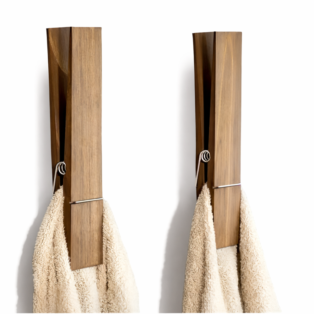 Porte-serviettes en bois rustique – Extra grand avec mécanisme à ressort – Porte-serviettes scandinave – 30,5 × 6,3 cm