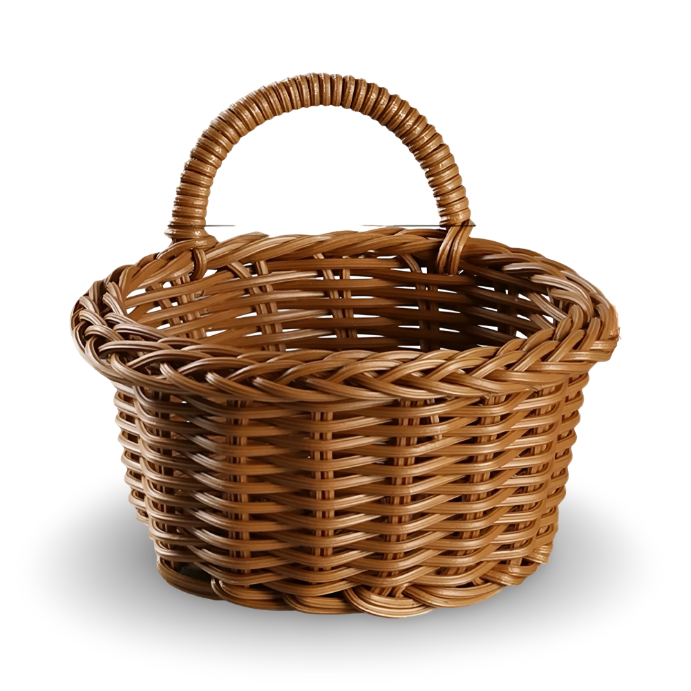 Panier de Rangement Tressé Rustique - Panier Mural Brun pour Fruits et Petits Objets