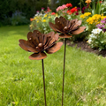 Tige de Jardin Rustique - Fleur en Métal Rouillé de Haute Qualité avec Bougie Chauffante pour Décoration de Jardin