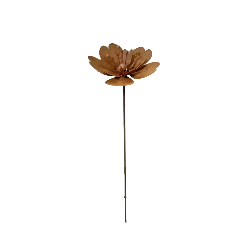 Tige de Jardin Rustique - Fleur en Métal Rouillé de Haute Qualité avec Bougie Chauffante pour Décoration de Jardin