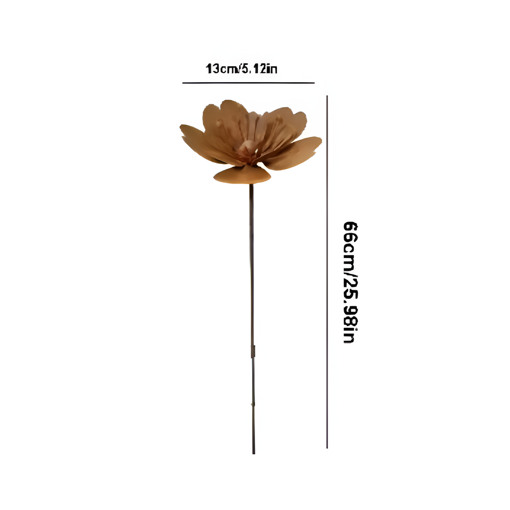Tige de Jardin Rustique - Fleur en Métal Rouillé de Haute Qualité avec Bougie Chauffante pour Décoration de Jardin