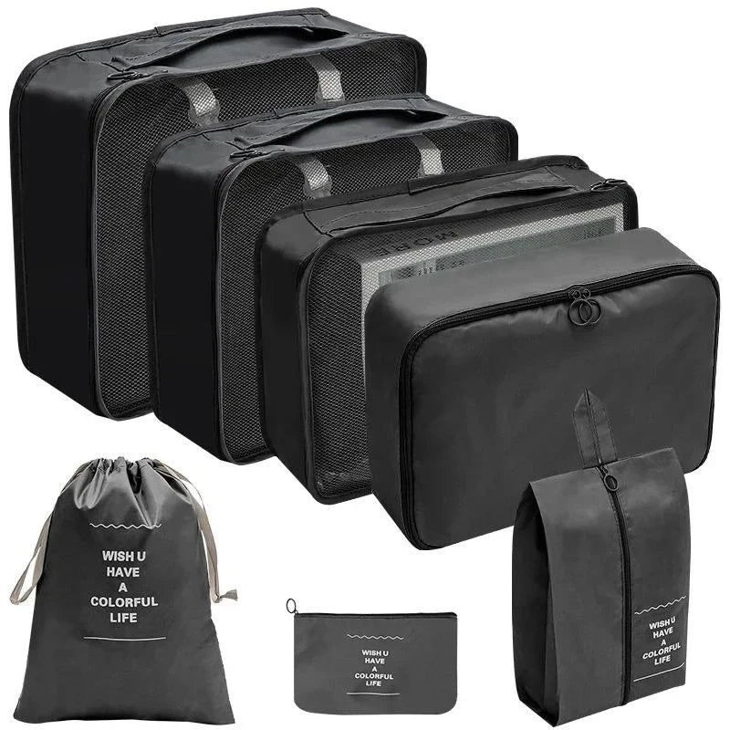 PackWunder Set d'Organisateurs de Voyage 7/8/9/10 pièces | Organisateurs de valise pliables | Pour vêtements, chaussures & accessoires