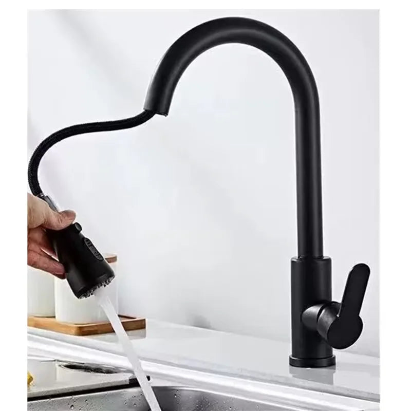 Robinet de cuisine extensible en acier inoxydable