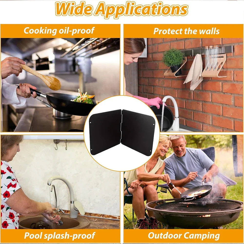 Écran de protection pliable en acier inoxydable contre les éclaboussures de graisse 2 côtés – CookShield