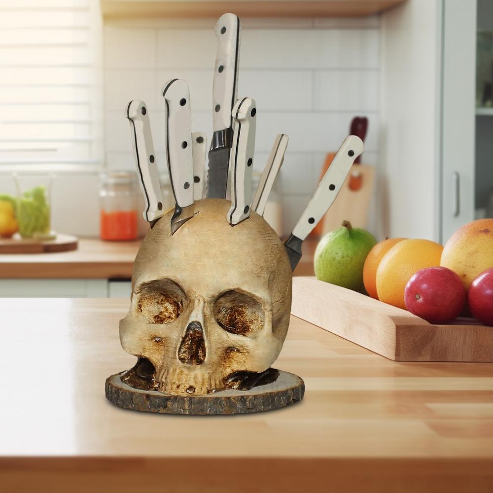 Porte-couteaux tête de mort gothique