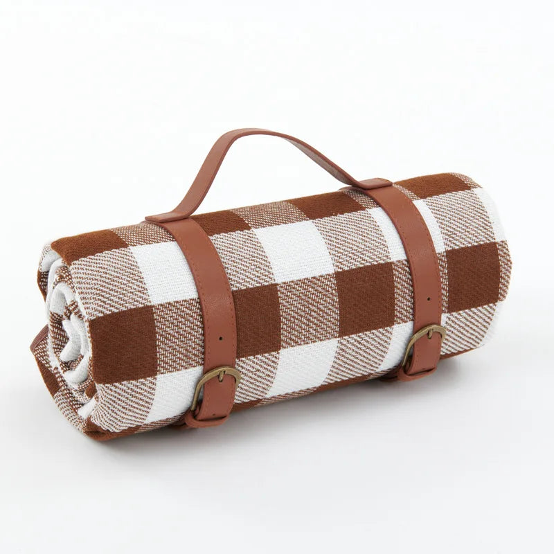 Couverture de Pique-Nique Imperméable avec Motif à Carreaux et Rembourrage en Mousse Confortable