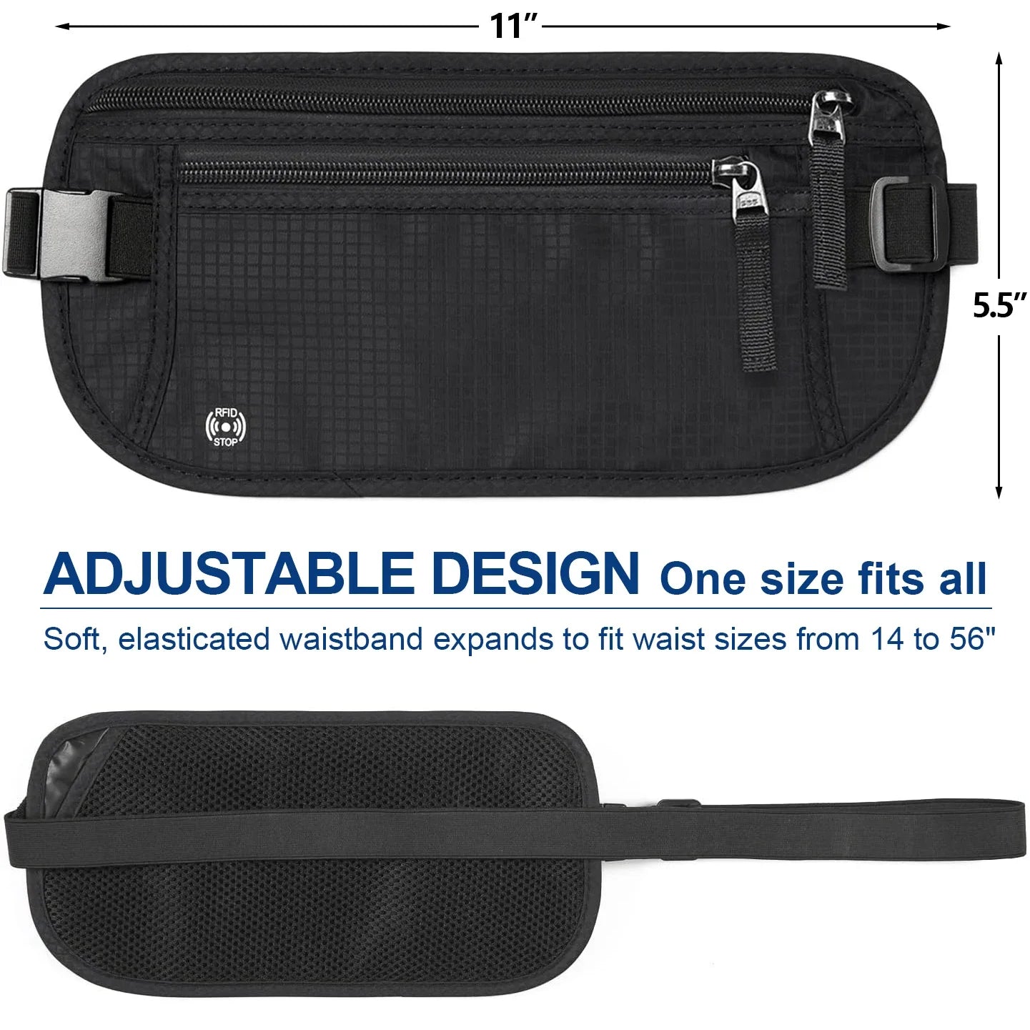 Sac banane SafeTraveler | Protection RFID | Compartiment de sécurité caché | Pour dames et hommes