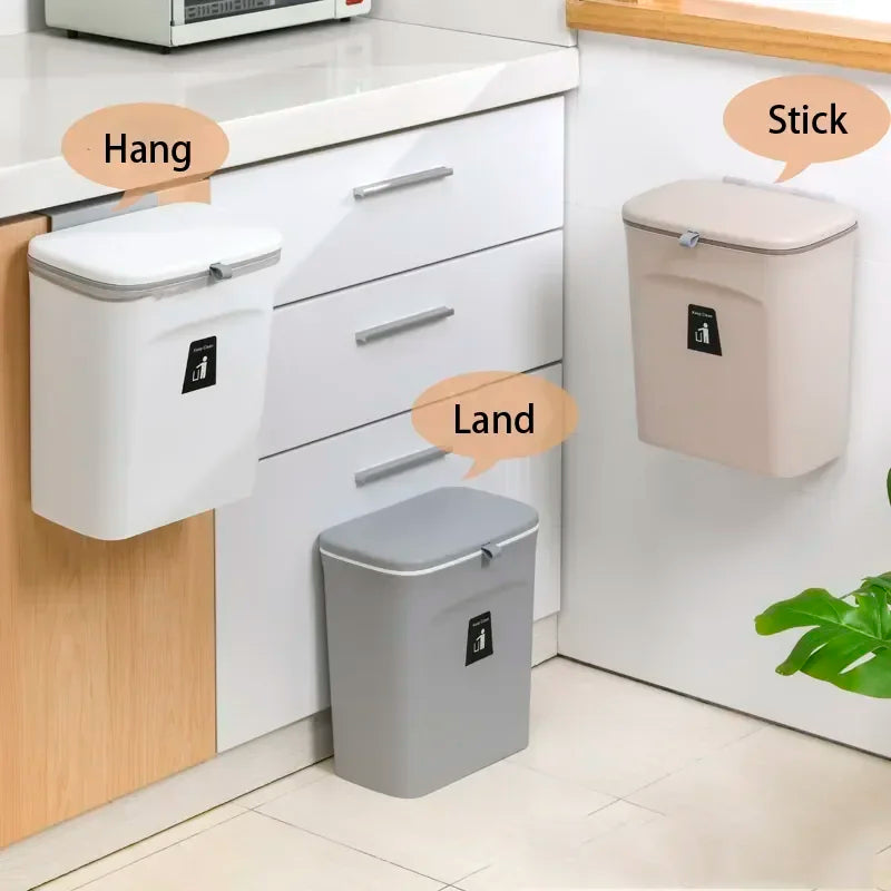 Skanto | Poubelle de cuisine et de salle de bain murale avec couvercle - Disponible en tailles 7L et 9L, idéale pour le stockage et la gestion des déchets