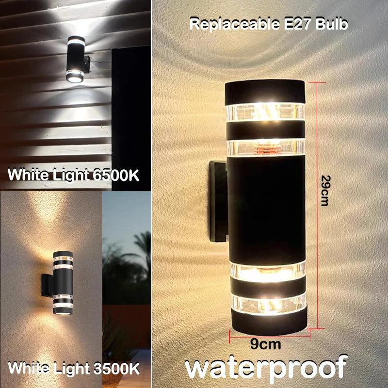 LumiBloc Applique LED extérieure | Effet Up & Down | Douille E27 | Étanche IP65 | Design moderne pour jardin et balcon