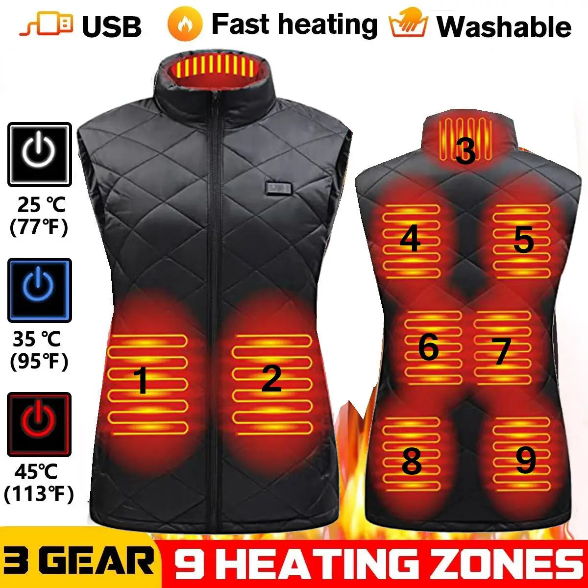 ThermaBelle Veste Chauffante pour Femmes | Veste Chauffée par USB avec Technologie Infrarouge | Régulation de la Chaleur & Légère | Idéale pour l'Automne & l'Hiver