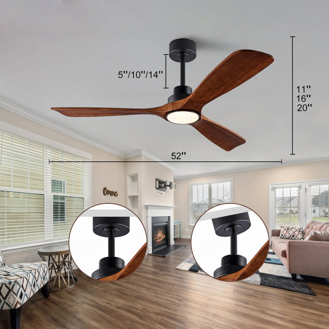 Ventilateur de plafond en bois LED